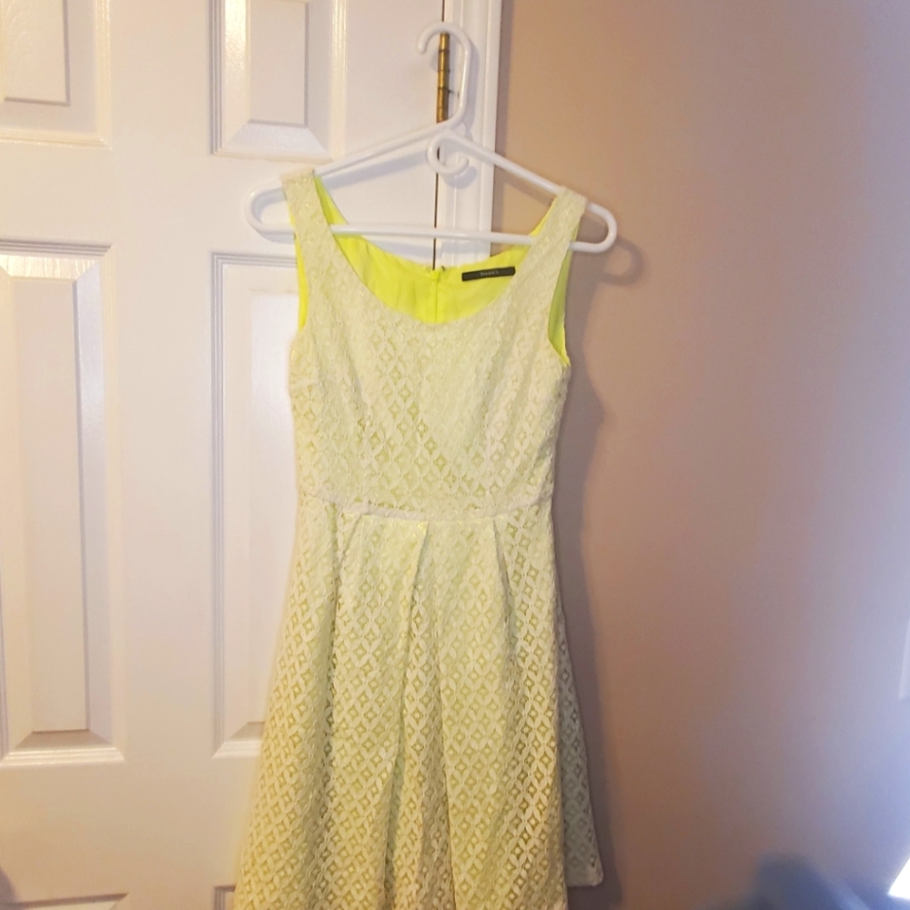 Tahari dress Lime with lace over